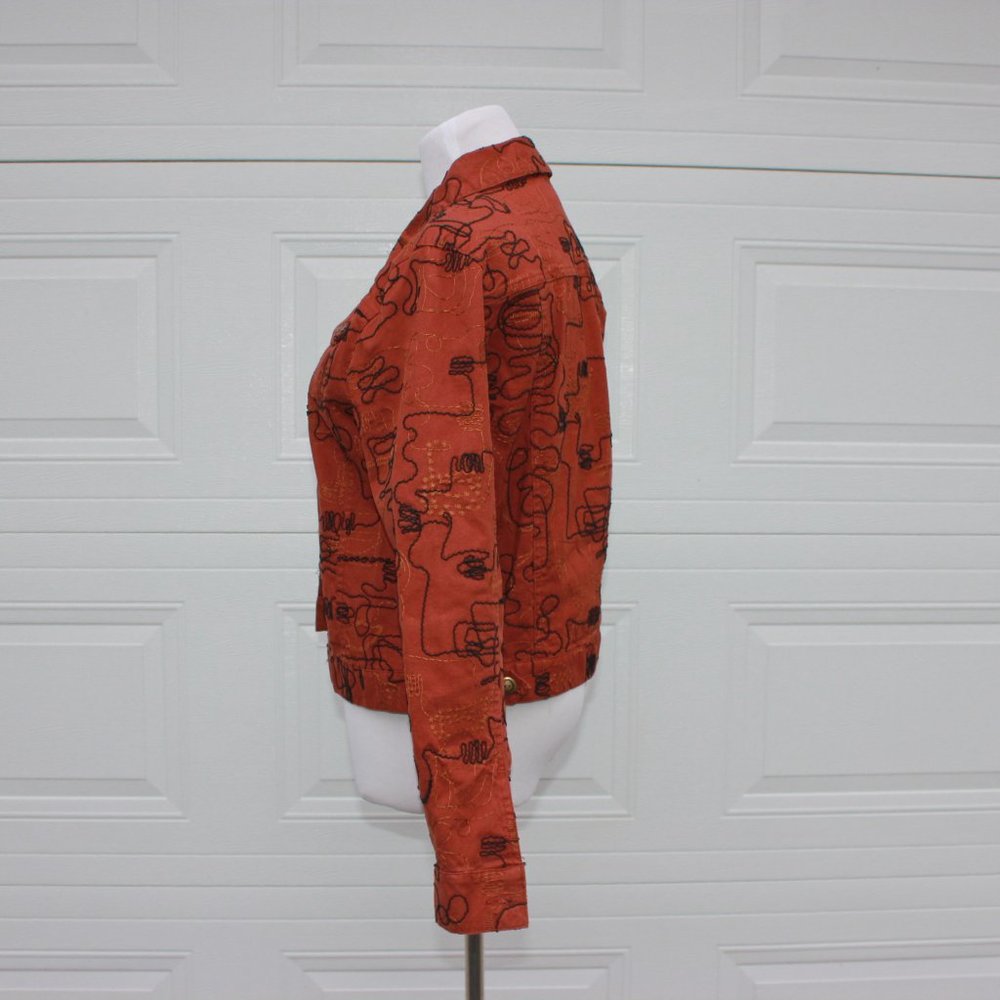 Ruby Rd. Burnt Orange Abstract Embroidered Jacket - Picture 3 of 15